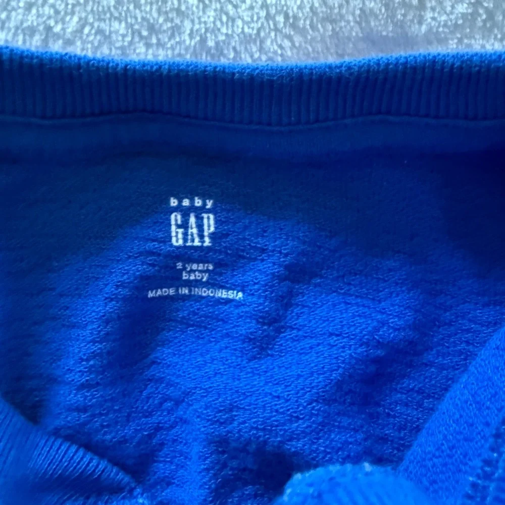Baby Gap Blue‎ Teddy Bear Long Sleeve Henley Shirt & Navy Sweatshirt 2T Bundle